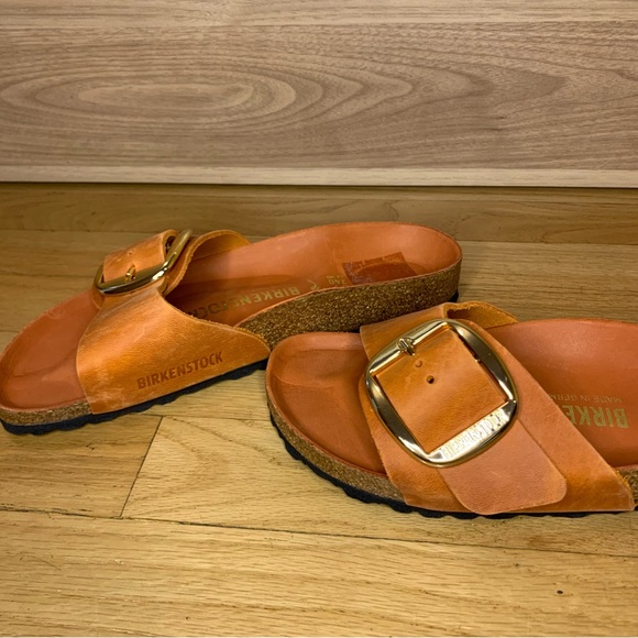 Birkenstock Madrid Big Buckle Oiled Leather Sandals in Burnt Orange - Size 37 - Picture 4 of 10